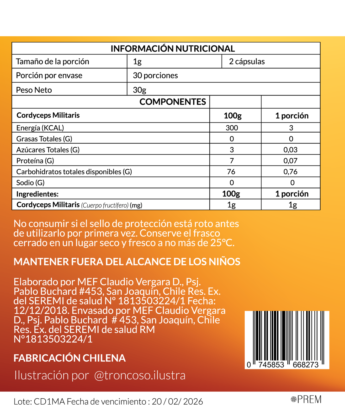 Cordyceps 60 Cápsulas